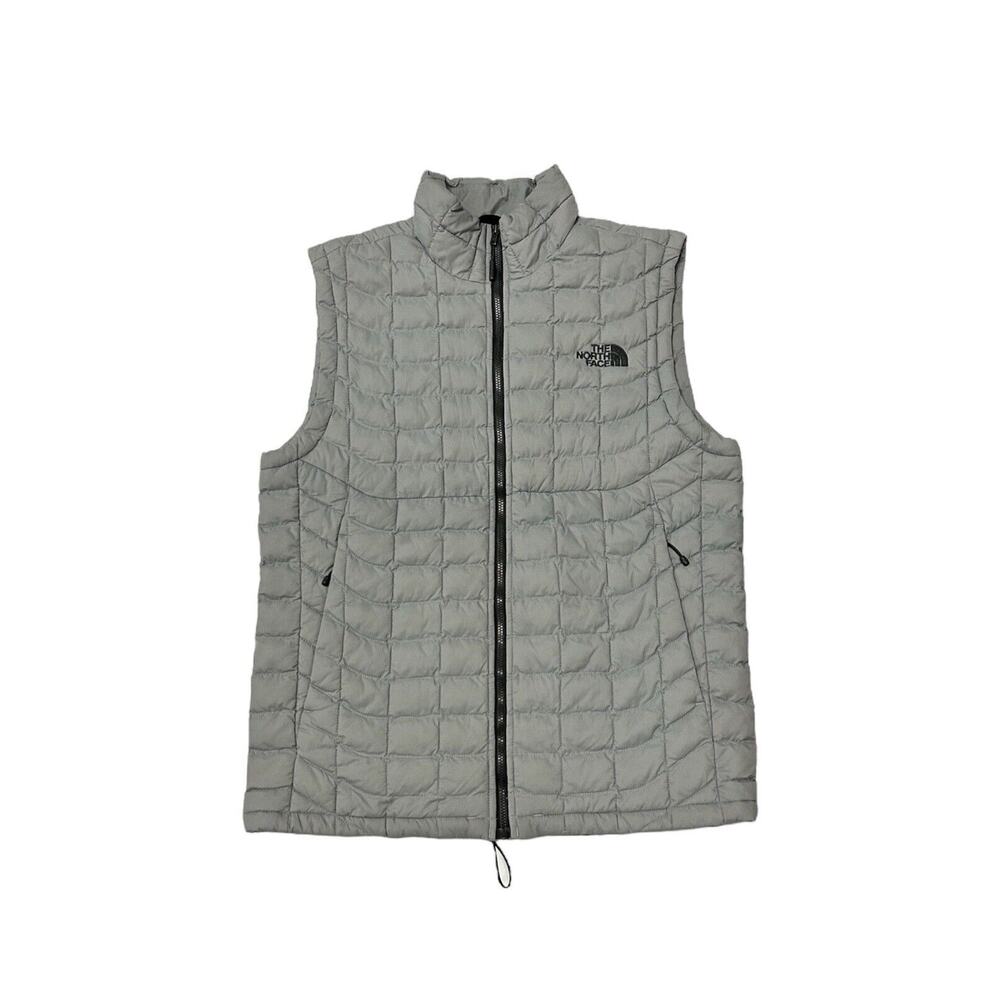 The North Face Mens Thermoball Full Zip Gray Nylon Quilted Insulated Vest Size S